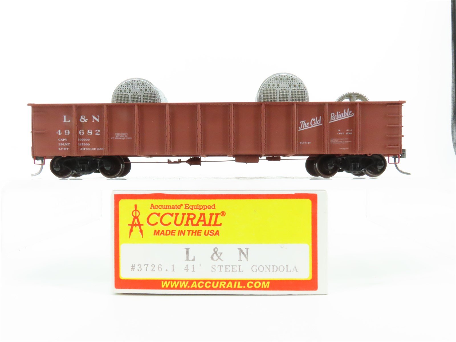 HO Accurail 3726.1 L&N "The Old Reliable" 41' Gondola Car #49682 w/Custom Load