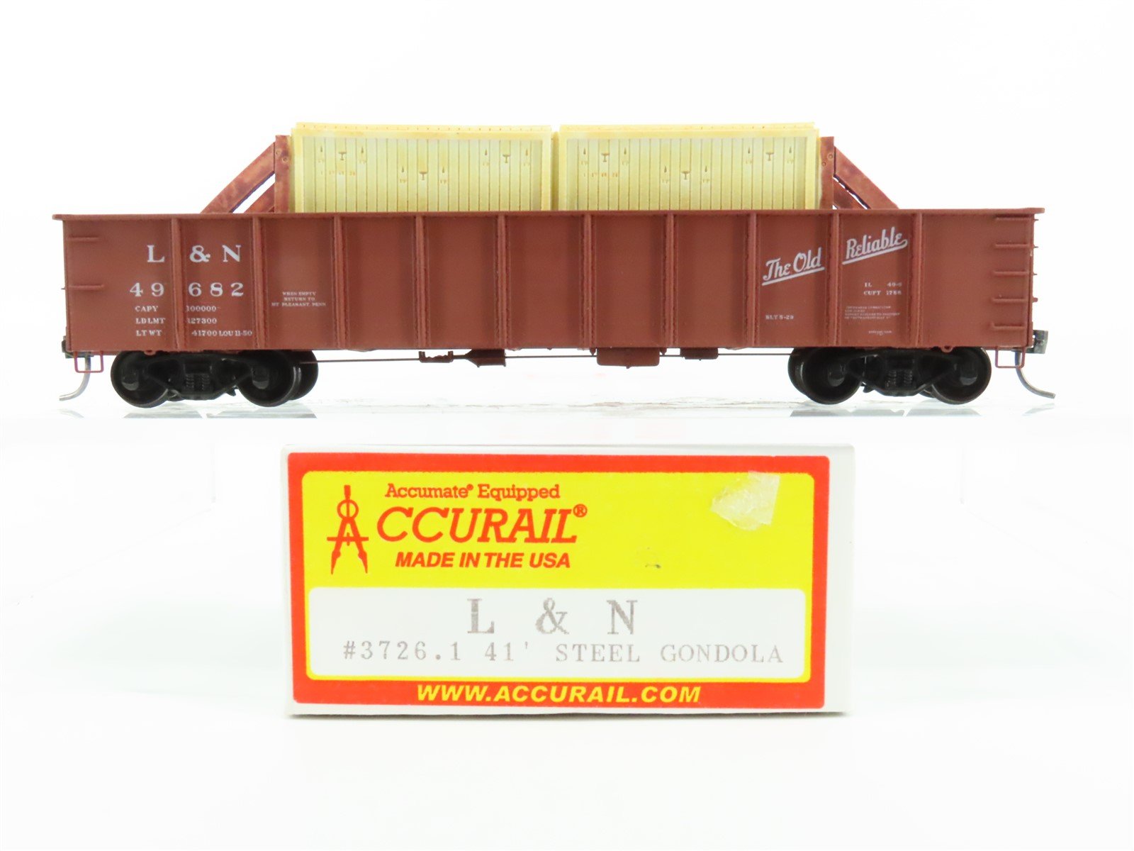 HO Accurail 3726.1 L&N "The Old Reliable" 41' Gondola Car #49682 w/Custom Load