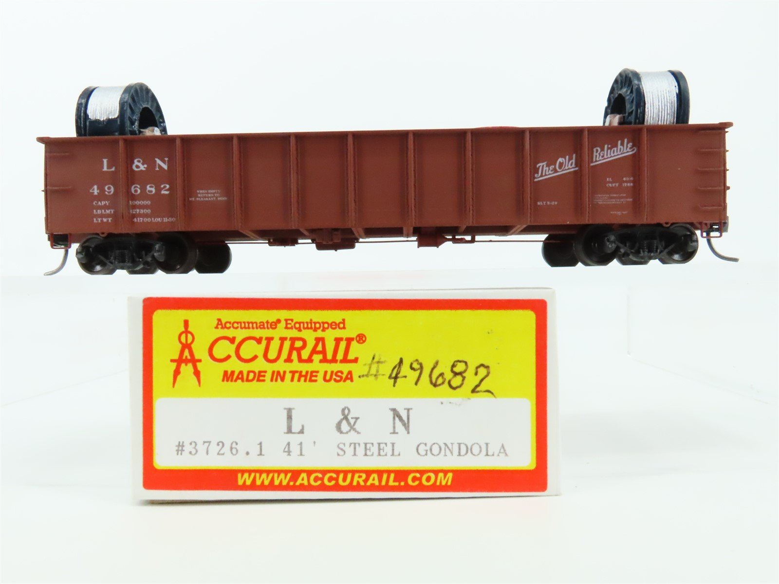 HO Accurail 3726.1 L&N "The Old Reliable" 41' Gondola Car #49682 w/Custom Load