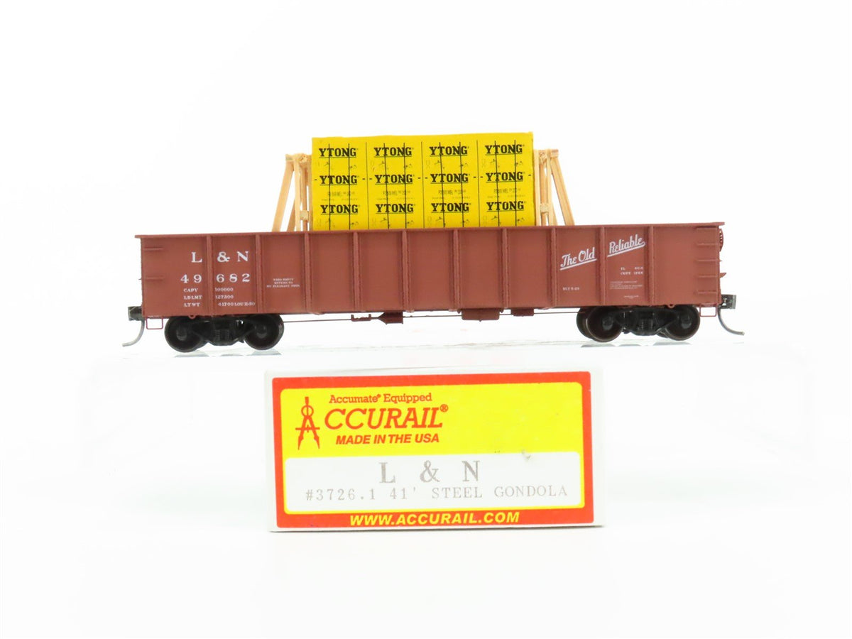 HO Accurail 3726.1 L&amp;N &quot;The Old Reliable&quot; 41&#39; Gondola Car #49682 w/Custom Load