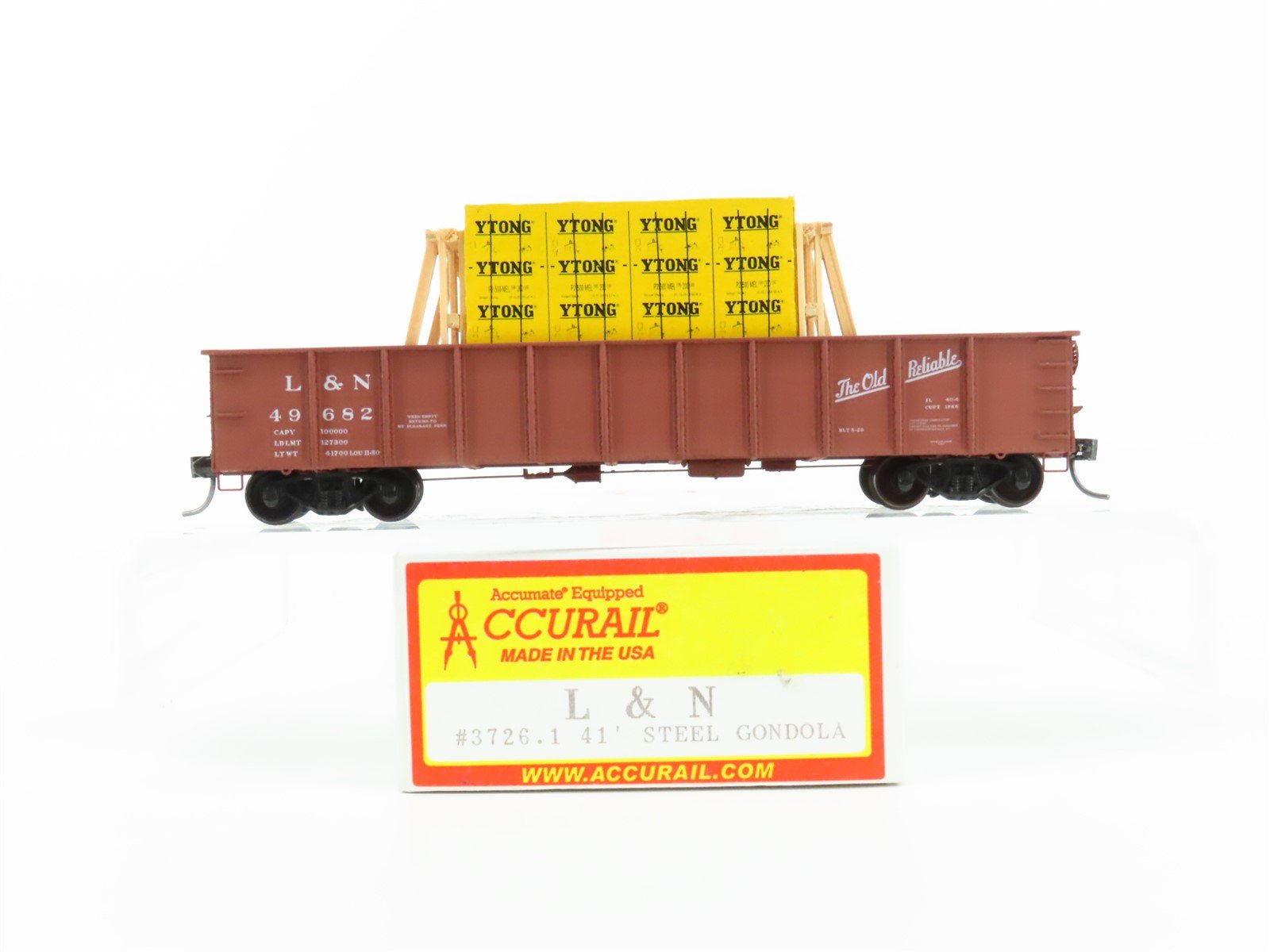 HO Accurail 3726.1 L&N "The Old Reliable" 41' Gondola Car #49682 w/Custom Load