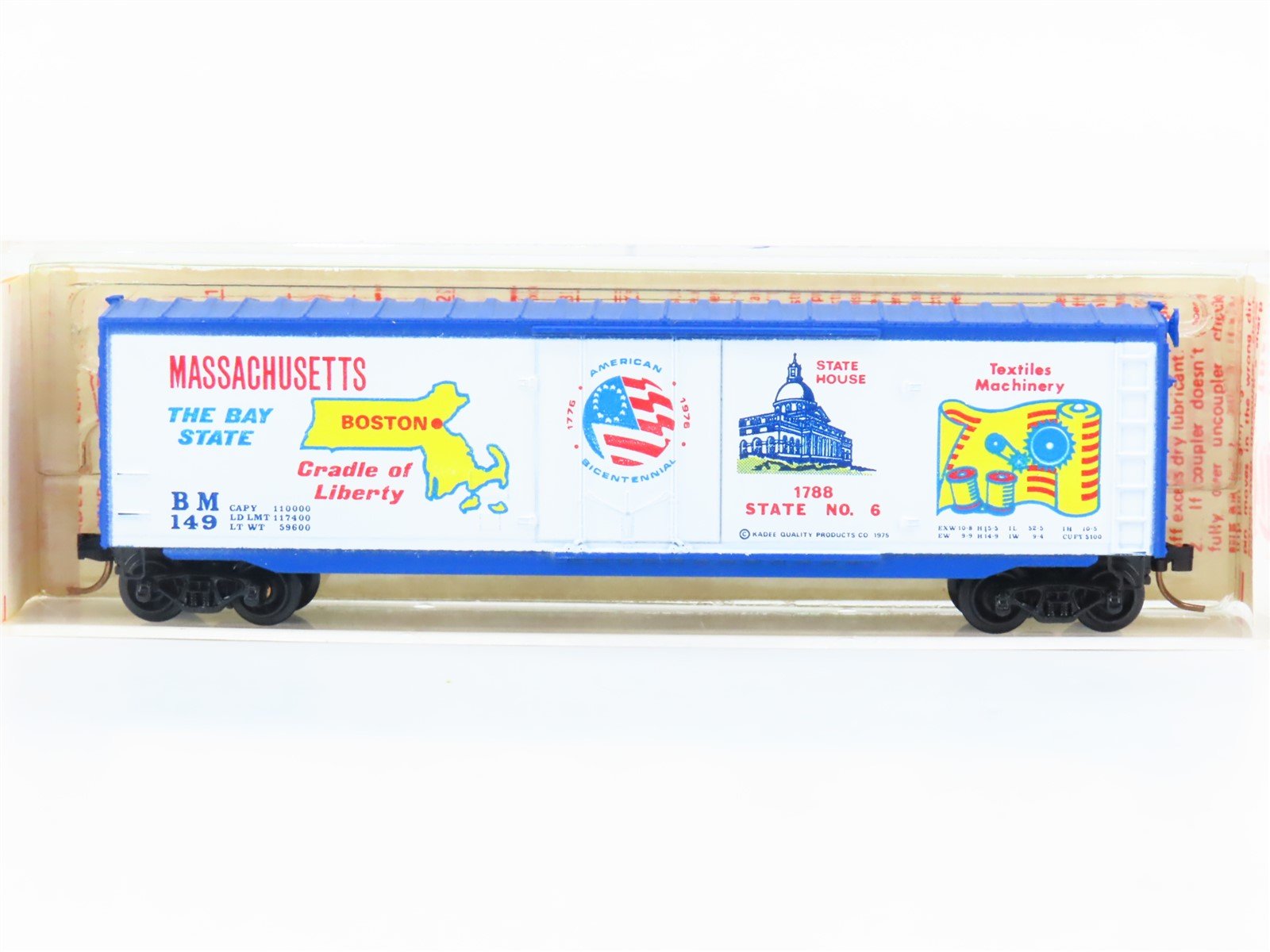 N Kadee Micro-Trains MTL 38010 BM Massachusetts Bicentennial 50' Box Car #149