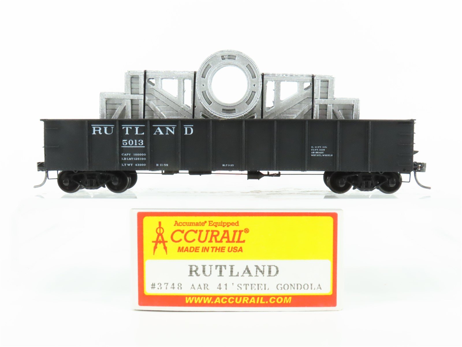 HO Scale Accurail 3748 RUT Rutland 41' Gondola Car #5013 w/Custom Metal Load