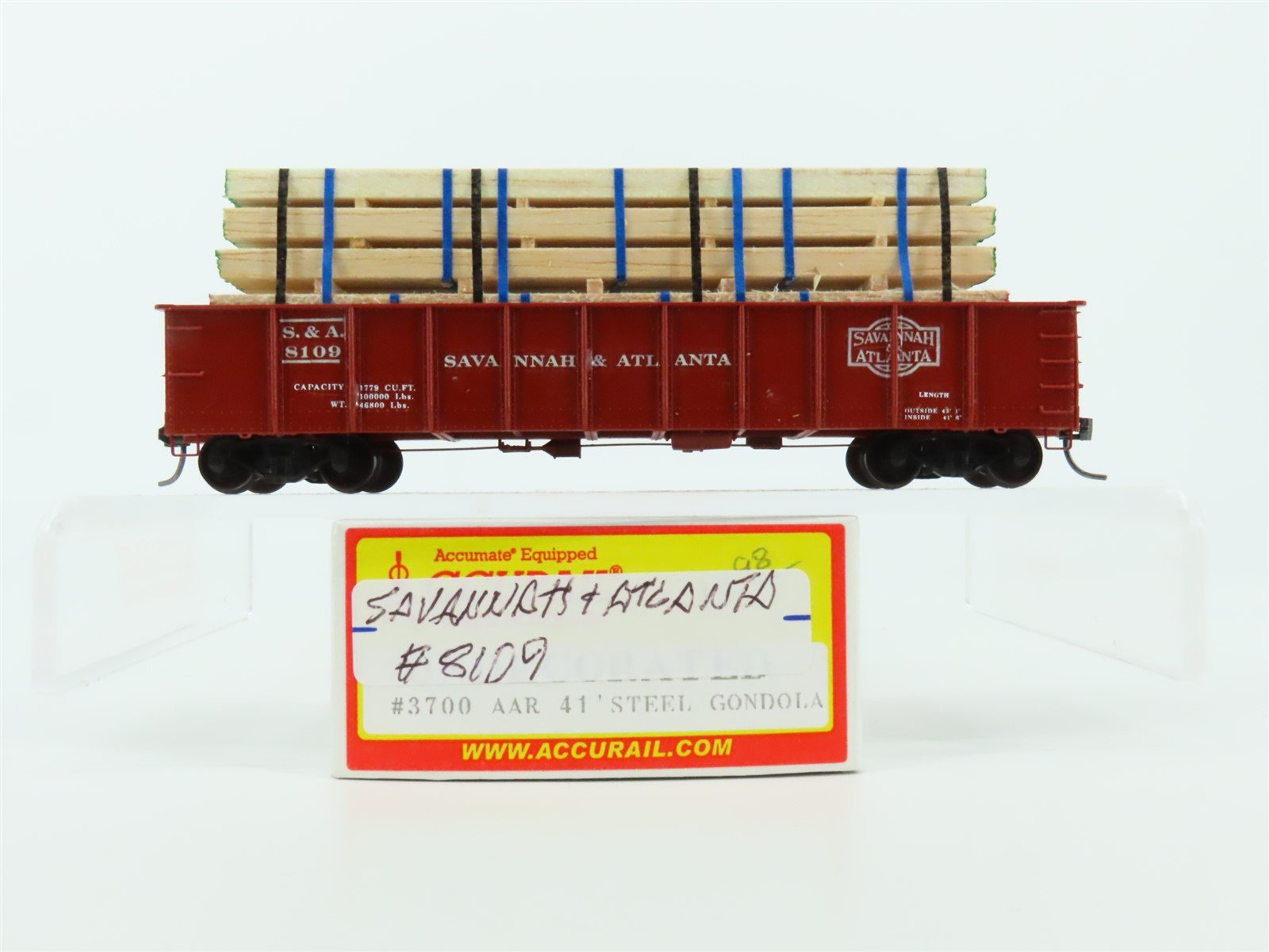 HO Accurail 3700 S&A Savannah & Atlanta 41' Gondola Car #8109 Pro Custom w/Load
