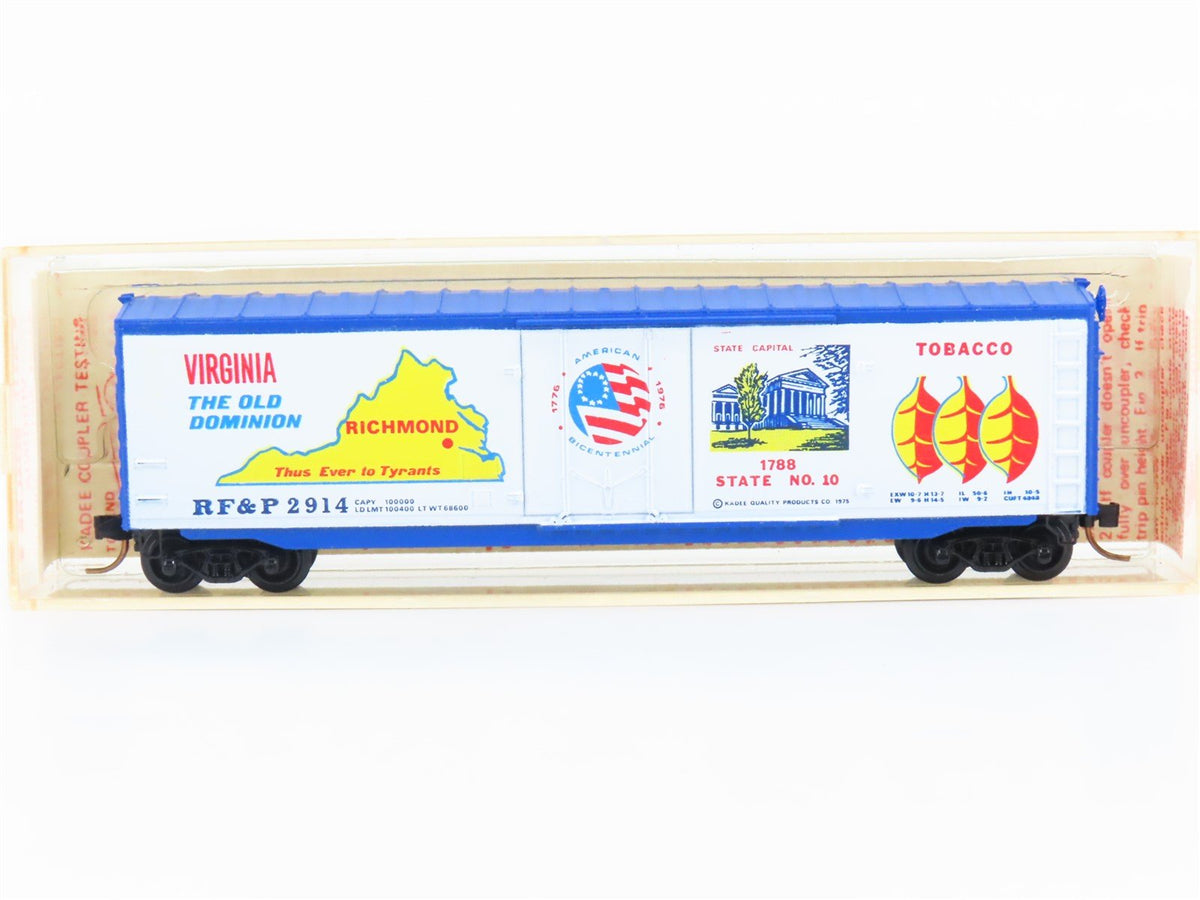 N Kadee Micro-Trains MTL 38090 RF&amp;P Virginia Bicentennial 50&#39; Box Car #2914