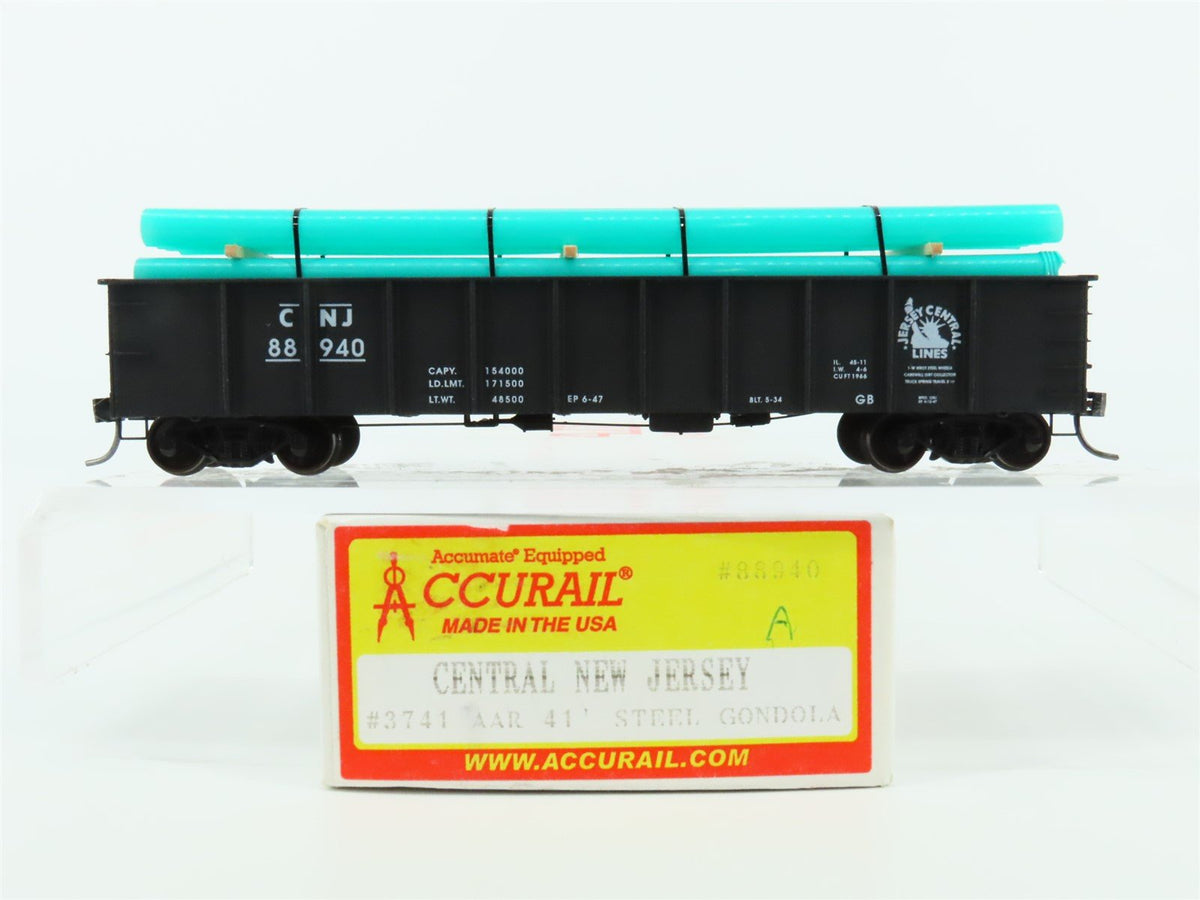 HO Scale Accurail 3741 CNJ Jersey Central 41&#39; Gondola Car #88940 w/Custom Load