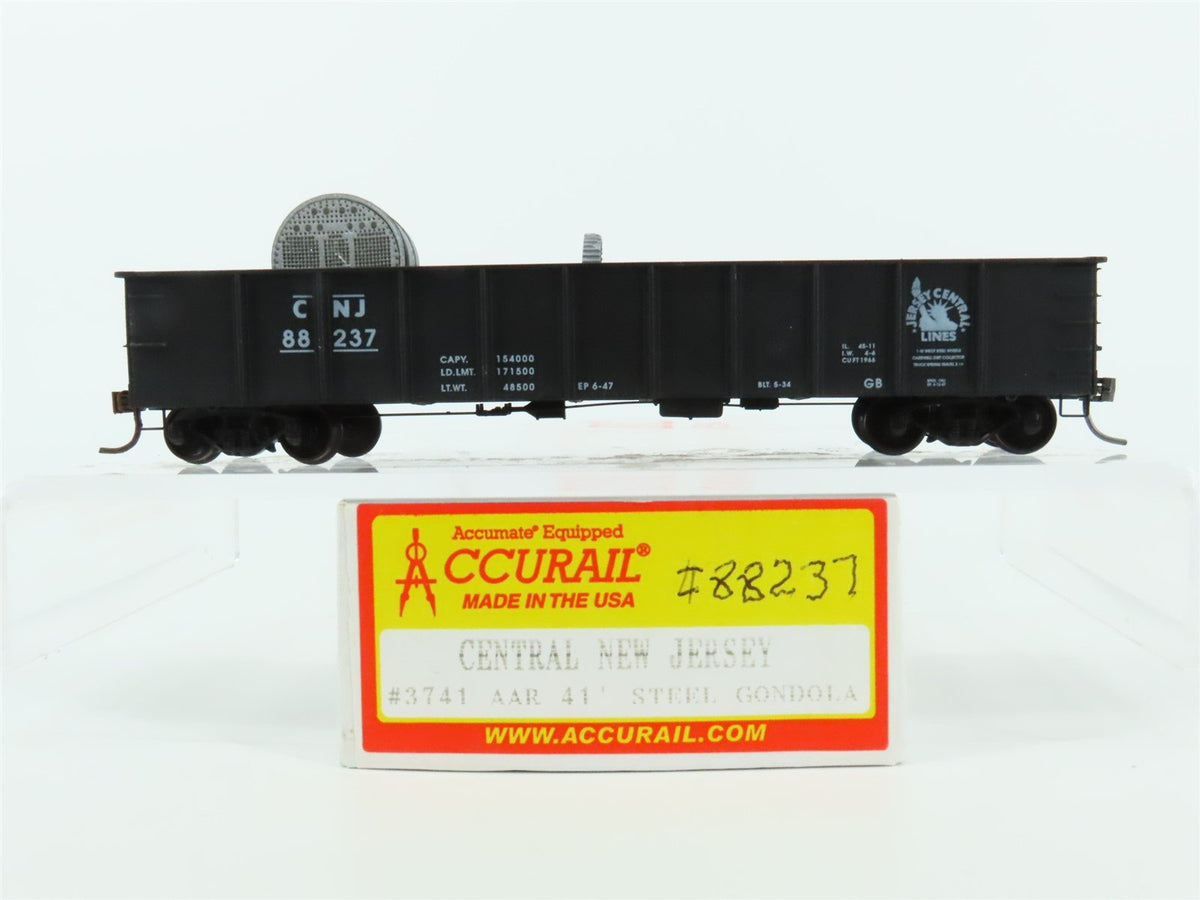 HO Scale Accurail 3741 CNJ Jersey Central 41&#39; Gondola Car #88237 w/Custom Load