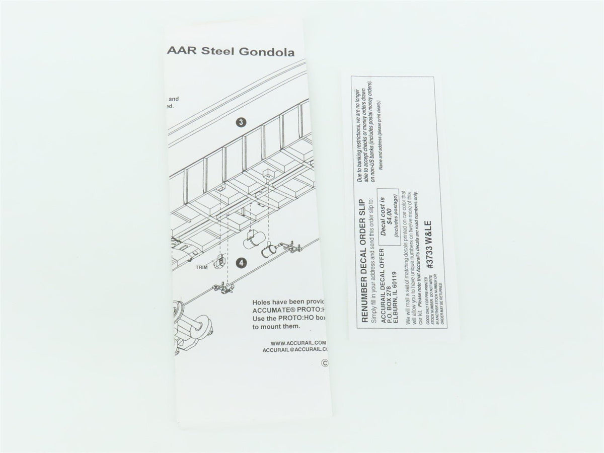 HO Scale Accurail 3733.3 W&amp;LE Railway 41&#39; Gondola #46289 w/Custom Load