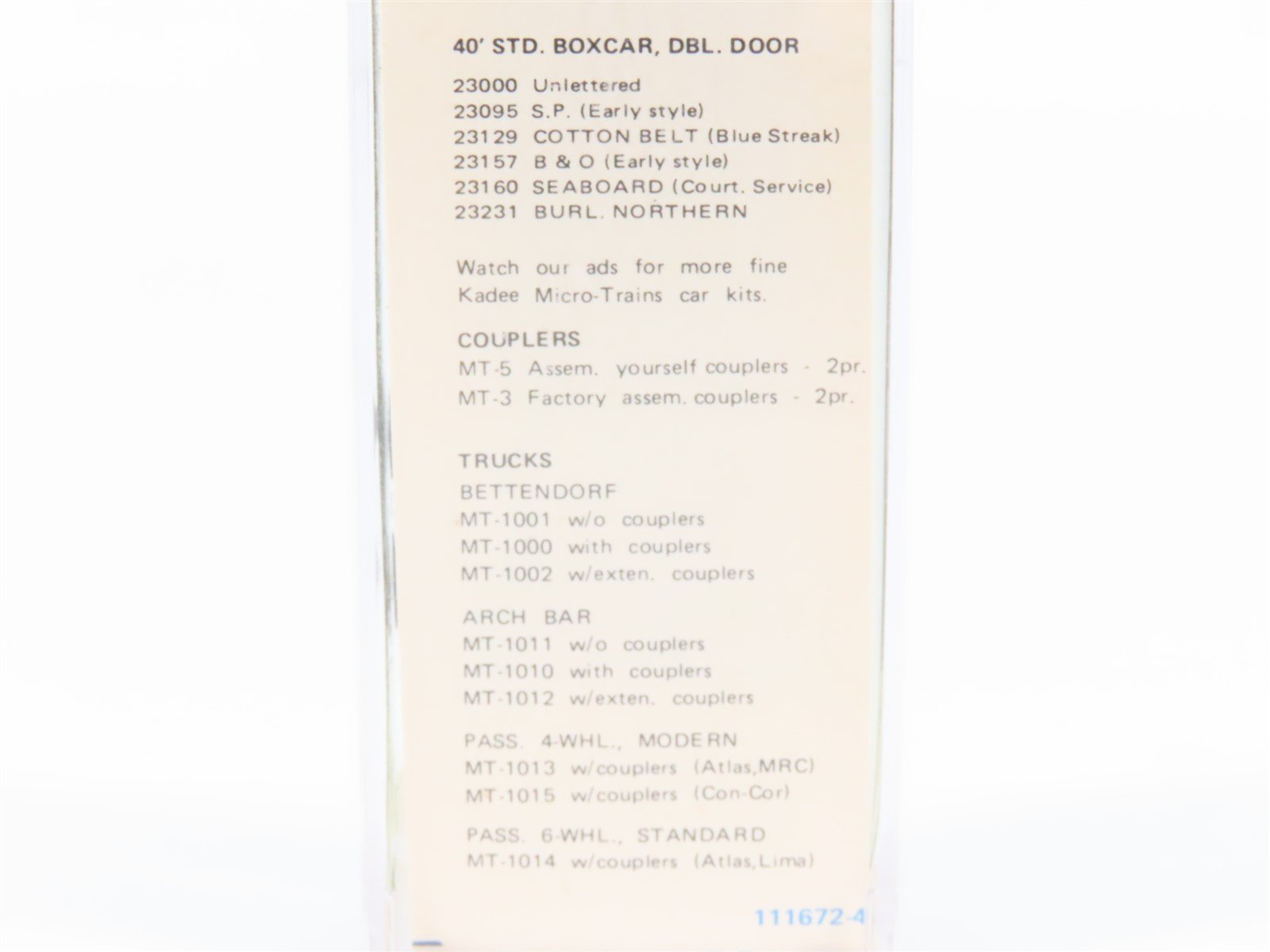 N Scale Kadee Micro-Trains MTL 23157 B&O Baltimore & Ohio 40' Box Car #298891