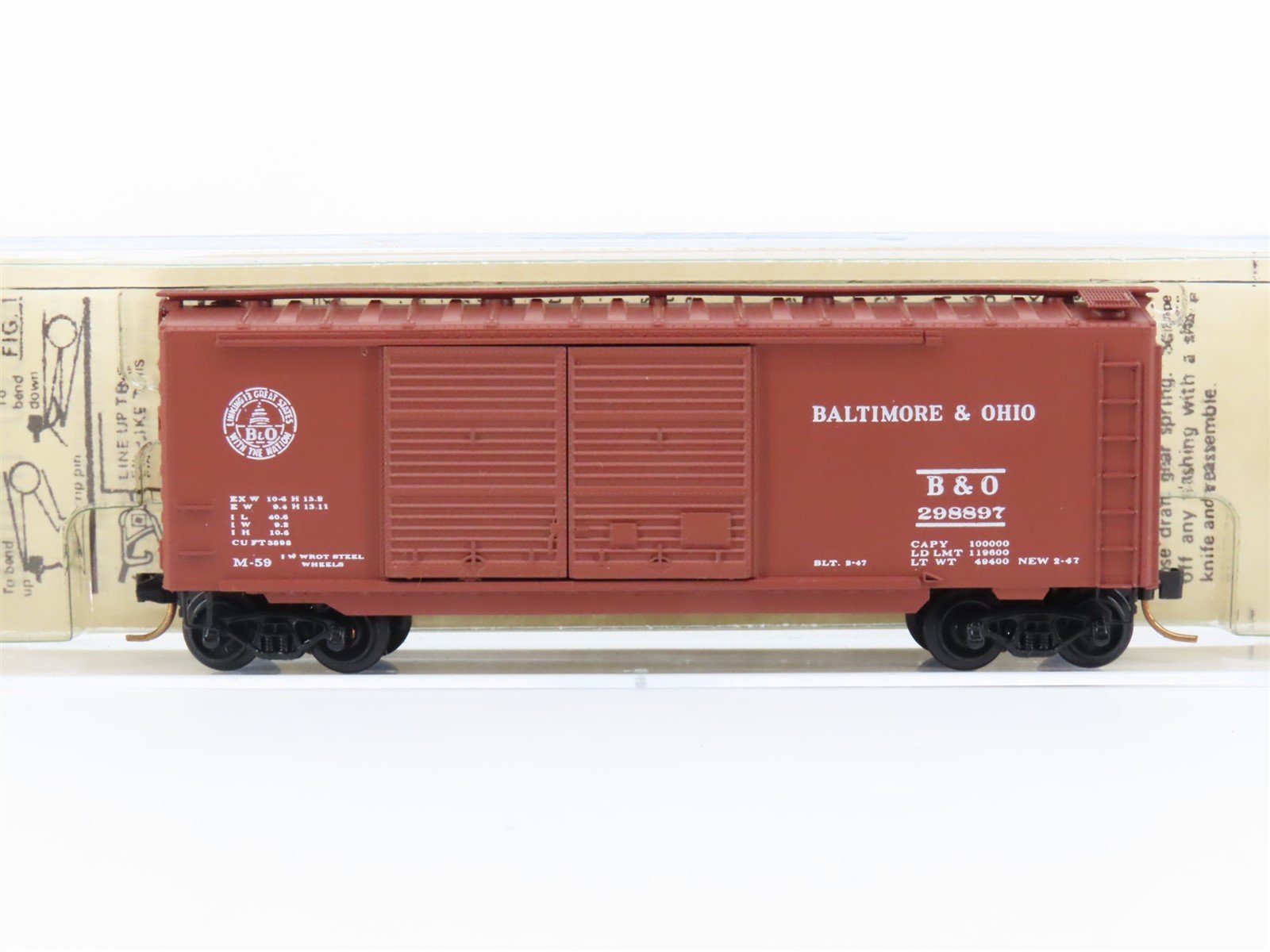 N Scale Kadee Micro-Trains MTL 23040 B&O Baltimore & Ohio 40' Box Car #298897