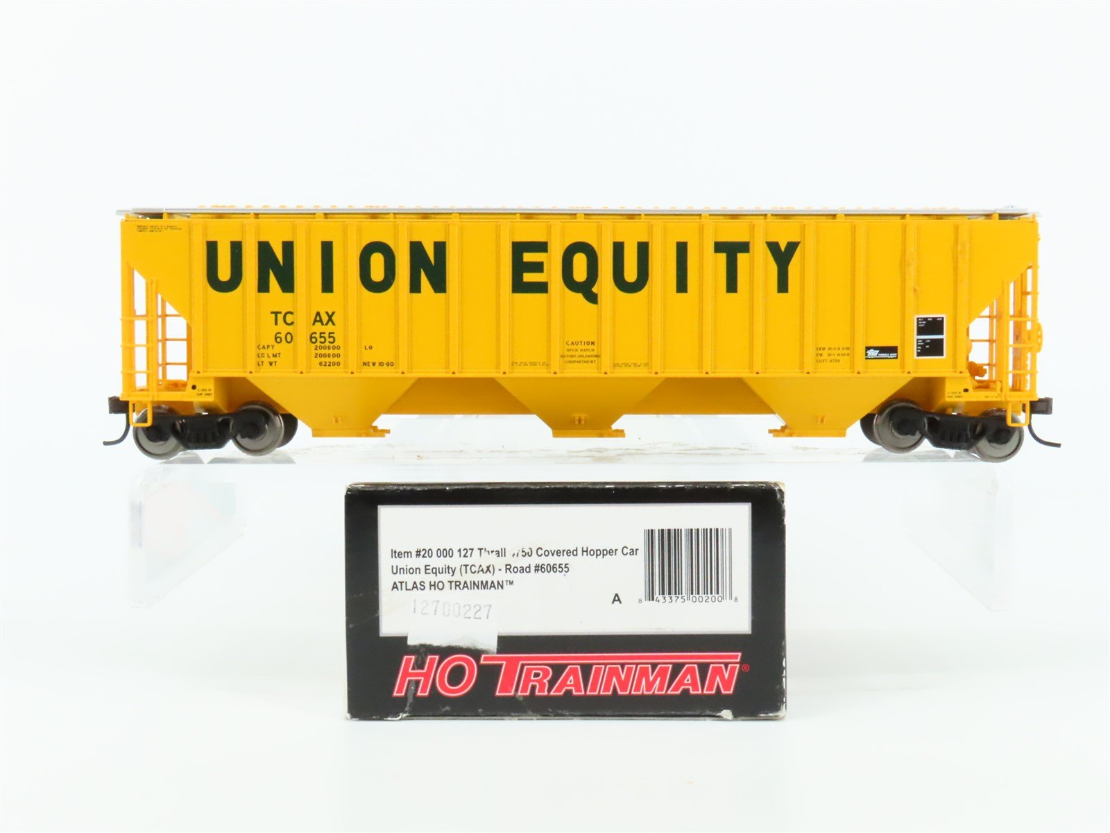 HO Scale Atlas 20000127 TCAX Union Equity 4750 3 Bay Covered Hopper #60655