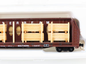 N Con-Cor SOU Southern 80' Centerbeam Flat Car #115697 w/ Custom Load & Stakes
