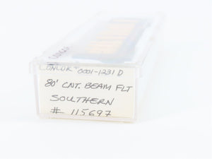 N Con-Cor SOU Southern 80' Centerbeam Flat Car #115697 w/ Custom Load & Stakes