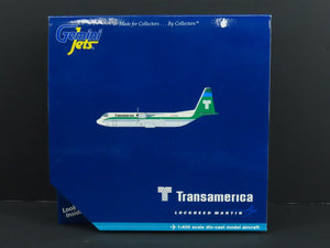 1:400 Gemini Jets GJTVA644 Die-Cast Transamerica Lockheed L-100-30 Airliner