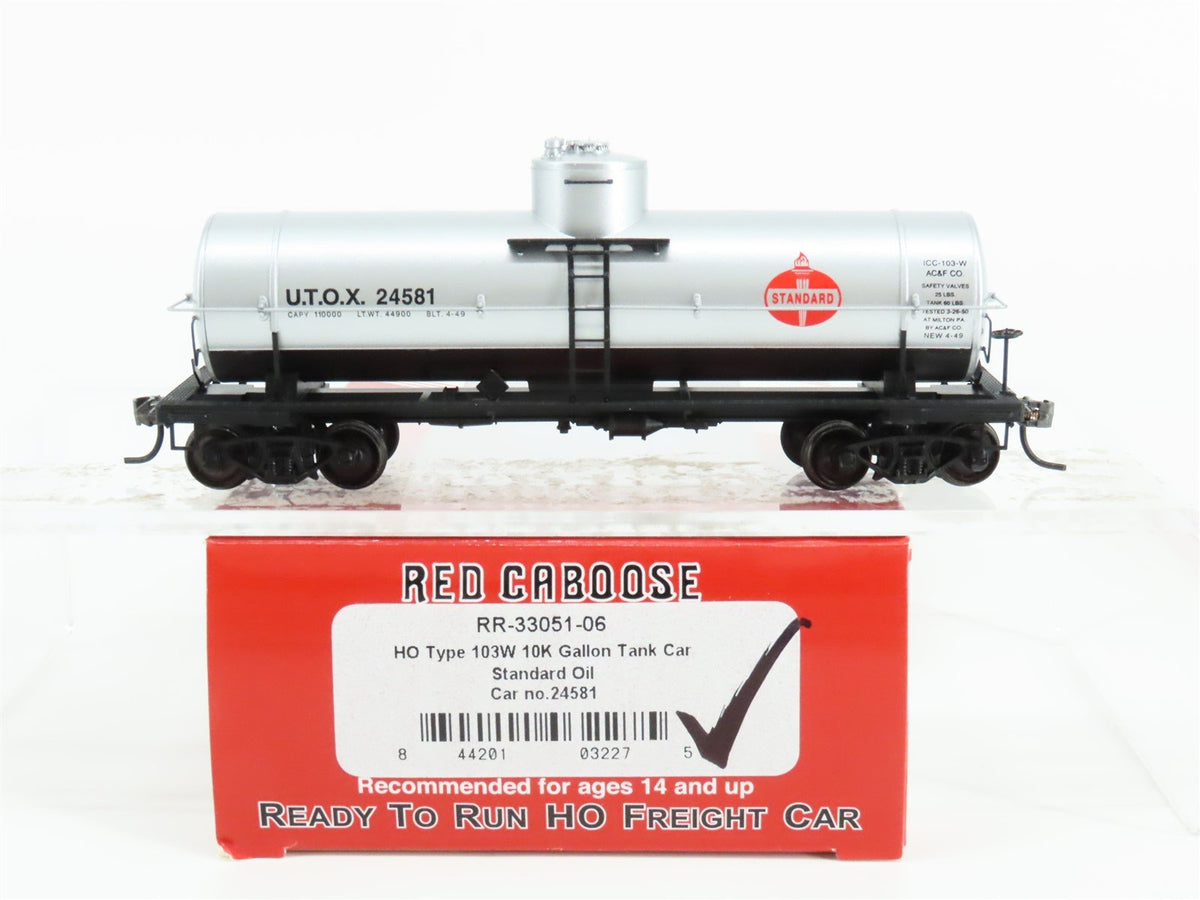 HO Scale Red Caboose RR-33051-06 UTOX Standard Oil Single Dome Tank Car #24581