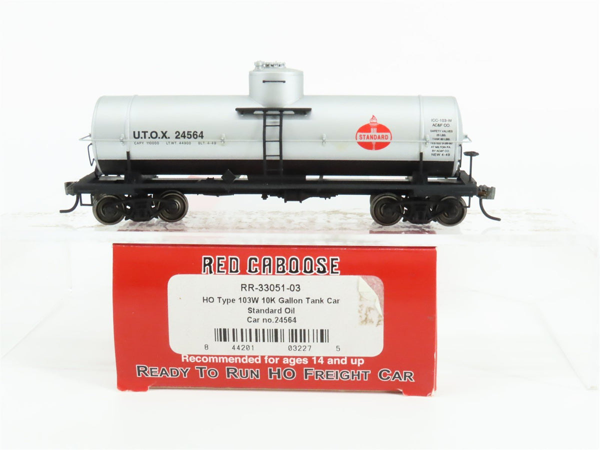 HO Scale Red Caboose RR-33051-03 UTOX Standard Oil Single Dome Tank Car #24564