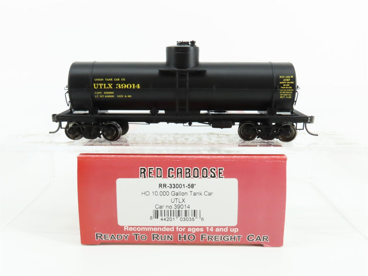 HO Scale Red Caboose RR-33001-58 UTLX 10K Gallon Single Dome Tank Car #39014