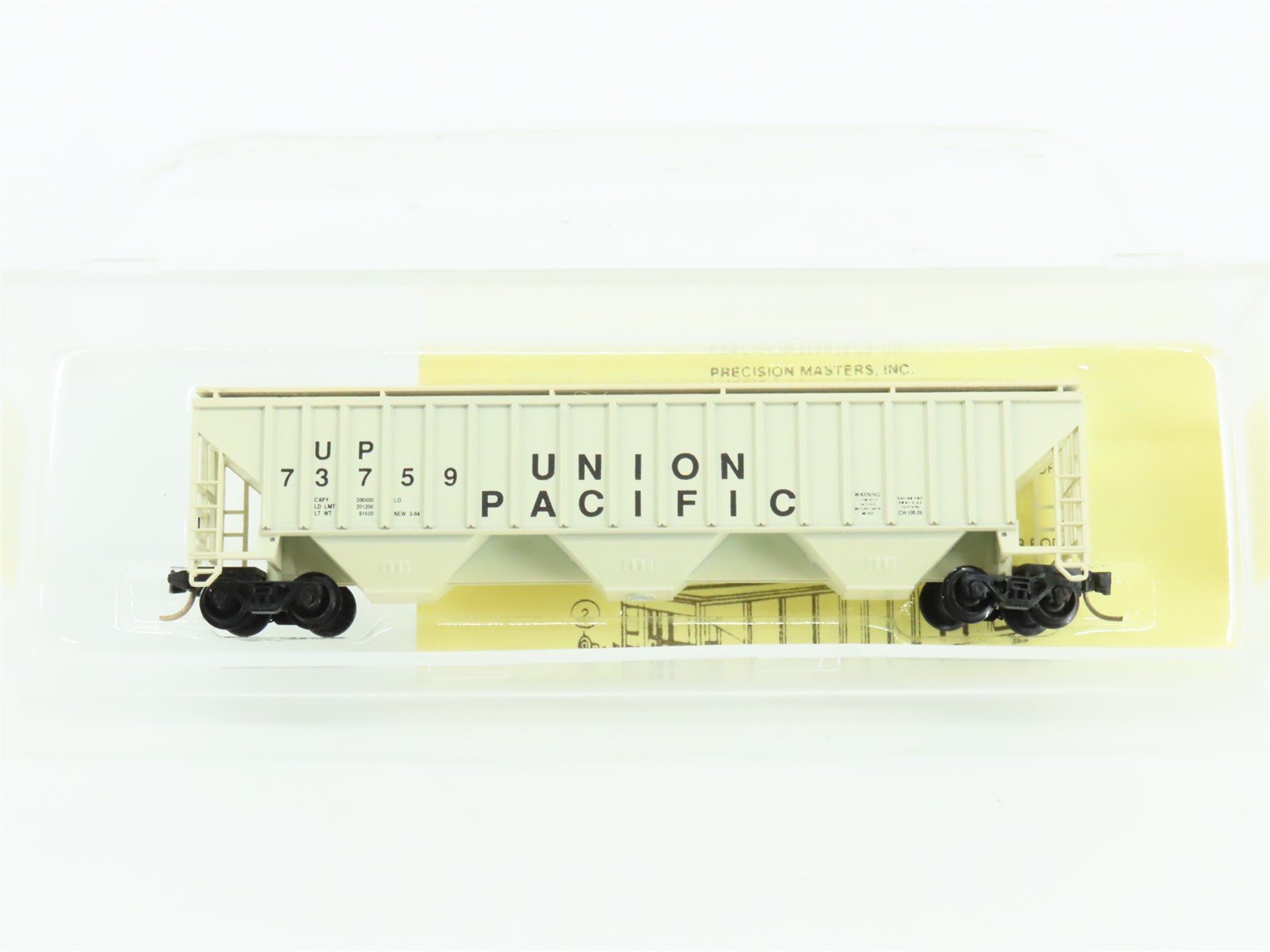 N Scale Precision Masters 1401 UP Union Pacific 3-Bay Covered Hopper #73759