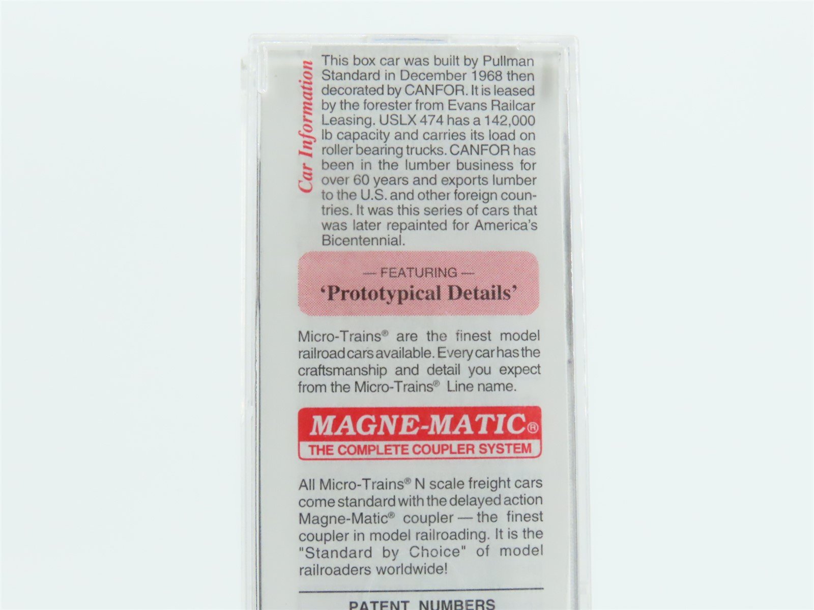 N Scale Micro-Trains MTL 75060 USLX Canadian Forest Products 50' Box Car #474