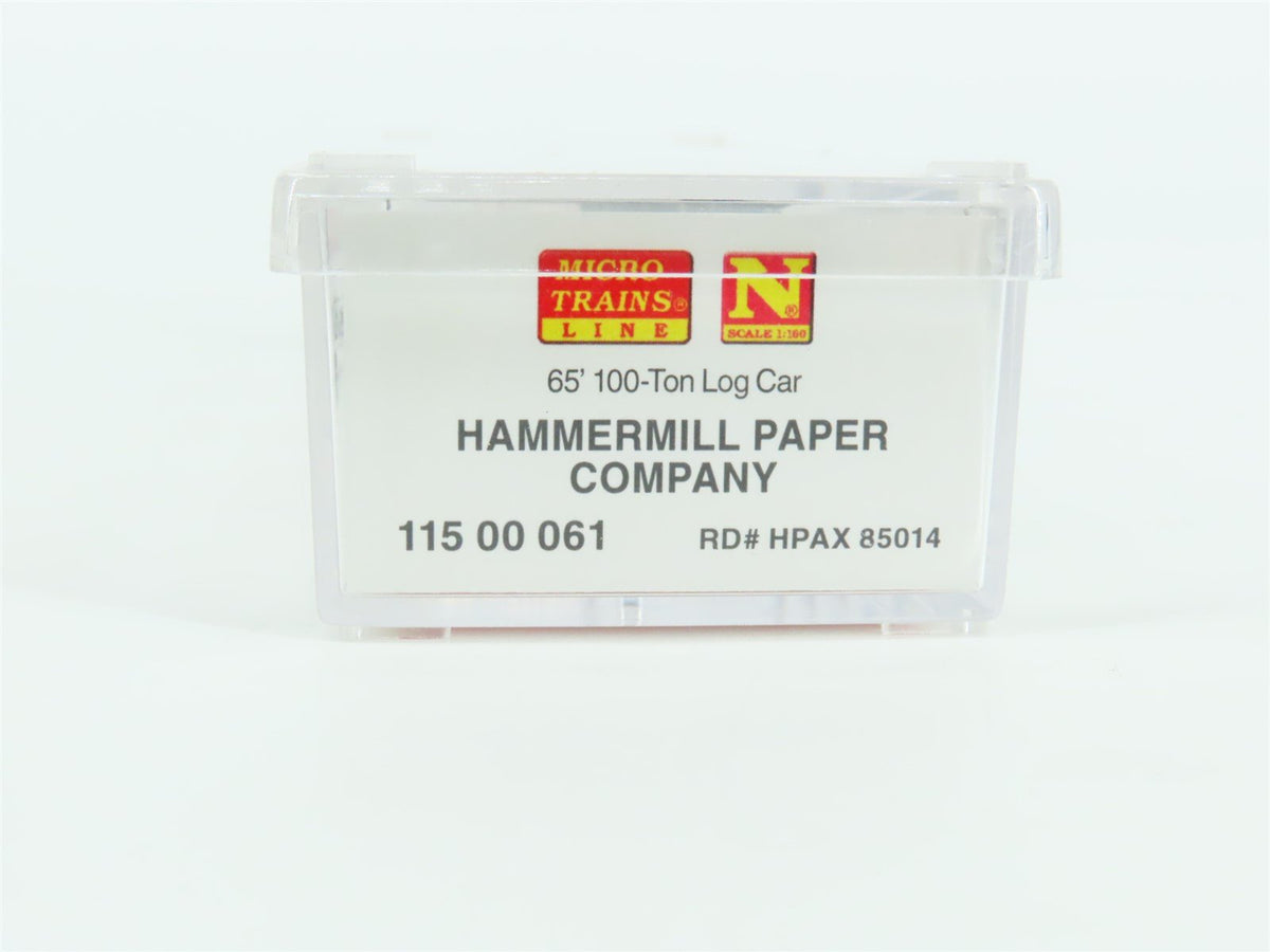 N Micro-Trains MTL 11500061 HPAX Hammermill Paper 65&#39; 100-Ton Log Car #85014