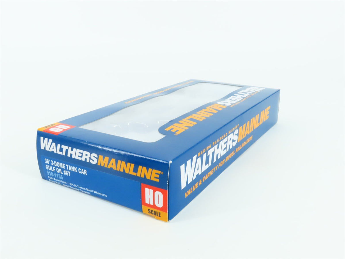 HO Scale Walthers Mainline #910-1136 SHPX Gulf Oil Corp 36&#39; 3 Dome Tank Car #67