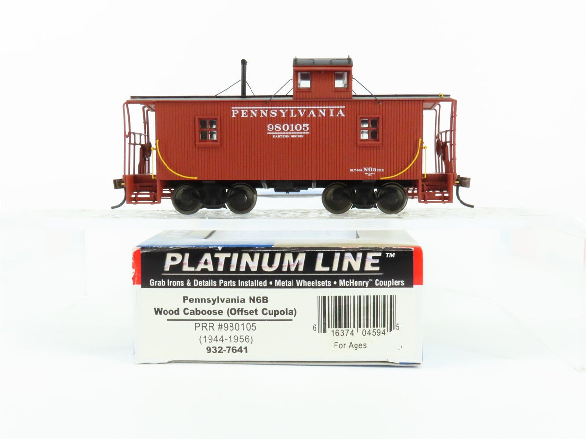 HO Walthers Platinum #932-7641 PRR Pennsylvania N6B Wood Caboose #980105