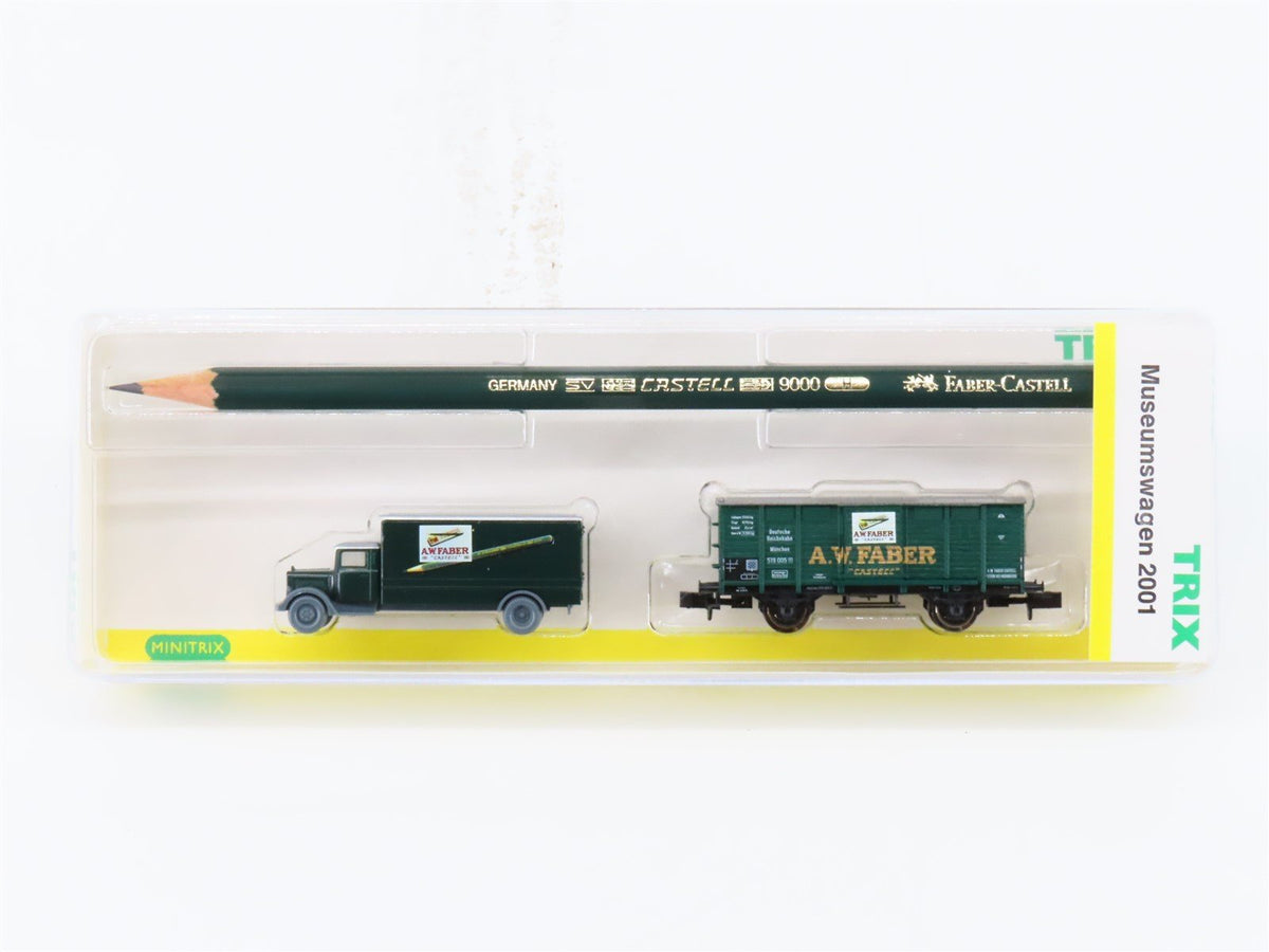 N Scale Minitrix 15049 A. W. Faber &quot;Castell&quot; Museum Box Car w/ Truck &amp; Pencil