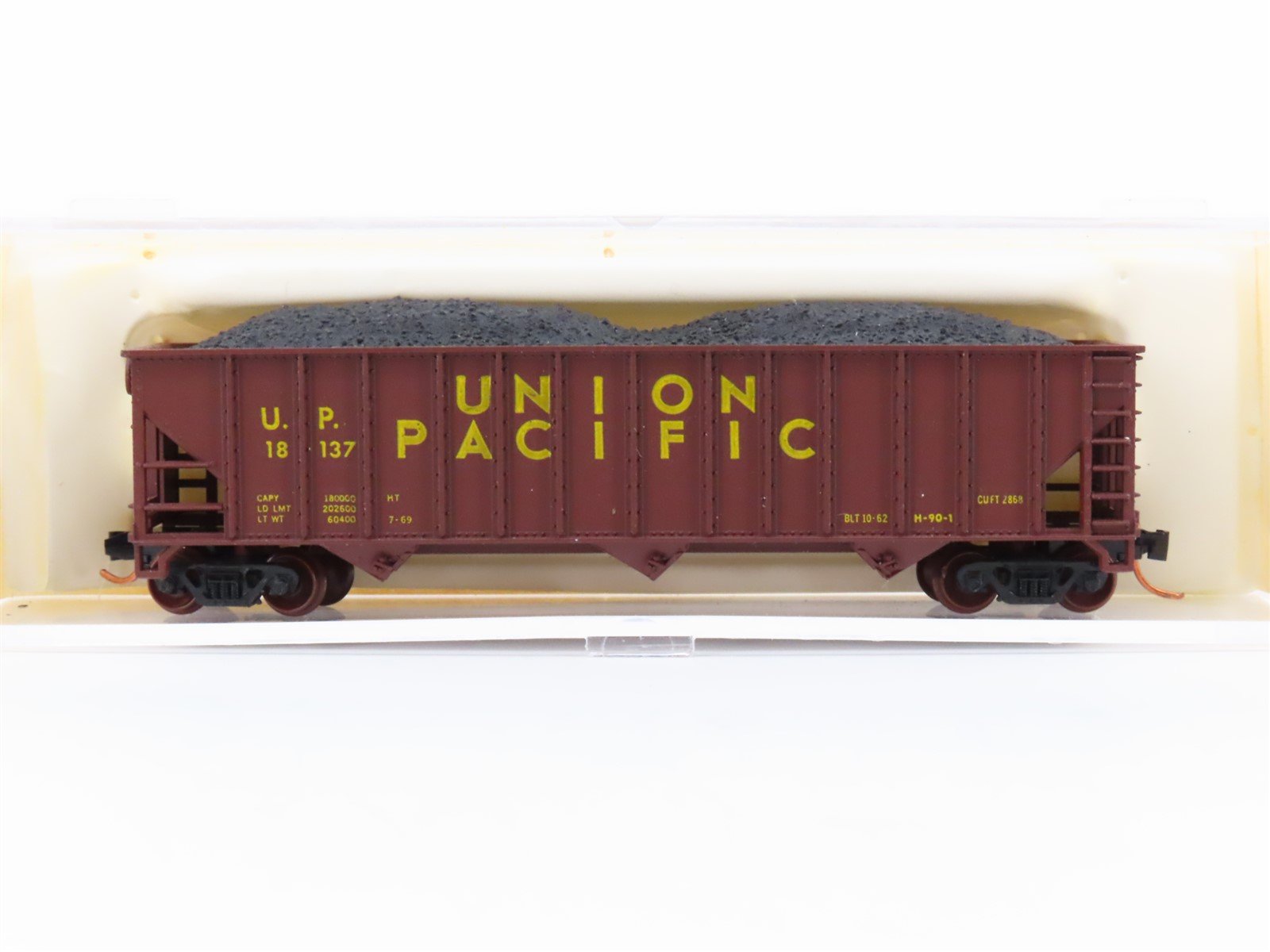 N Scale Atlas 3263 UP Union Pacific 90-Ton 3-Bay Hopper #18137 w/ Load