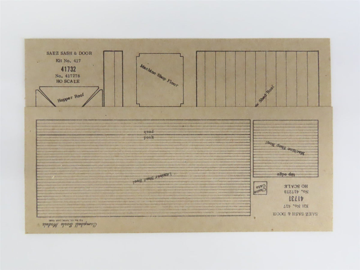 HO Scale Campbell Scale Models Kit #416 &amp; 417 Saez Sash &amp; Door