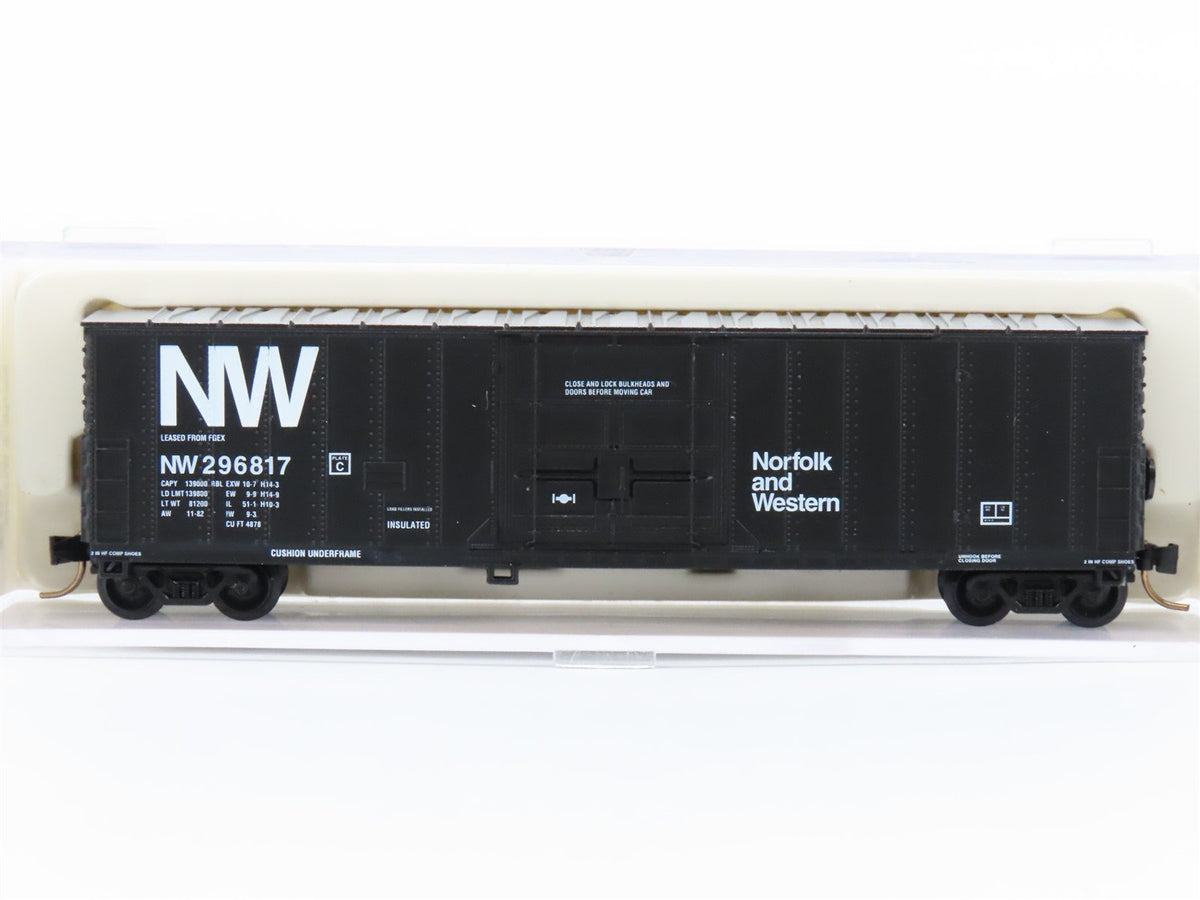 N Scale Atlas 33661 N&amp;W Norfolk &amp; Western 50&#39; FGE Plug Door Box Car #296817