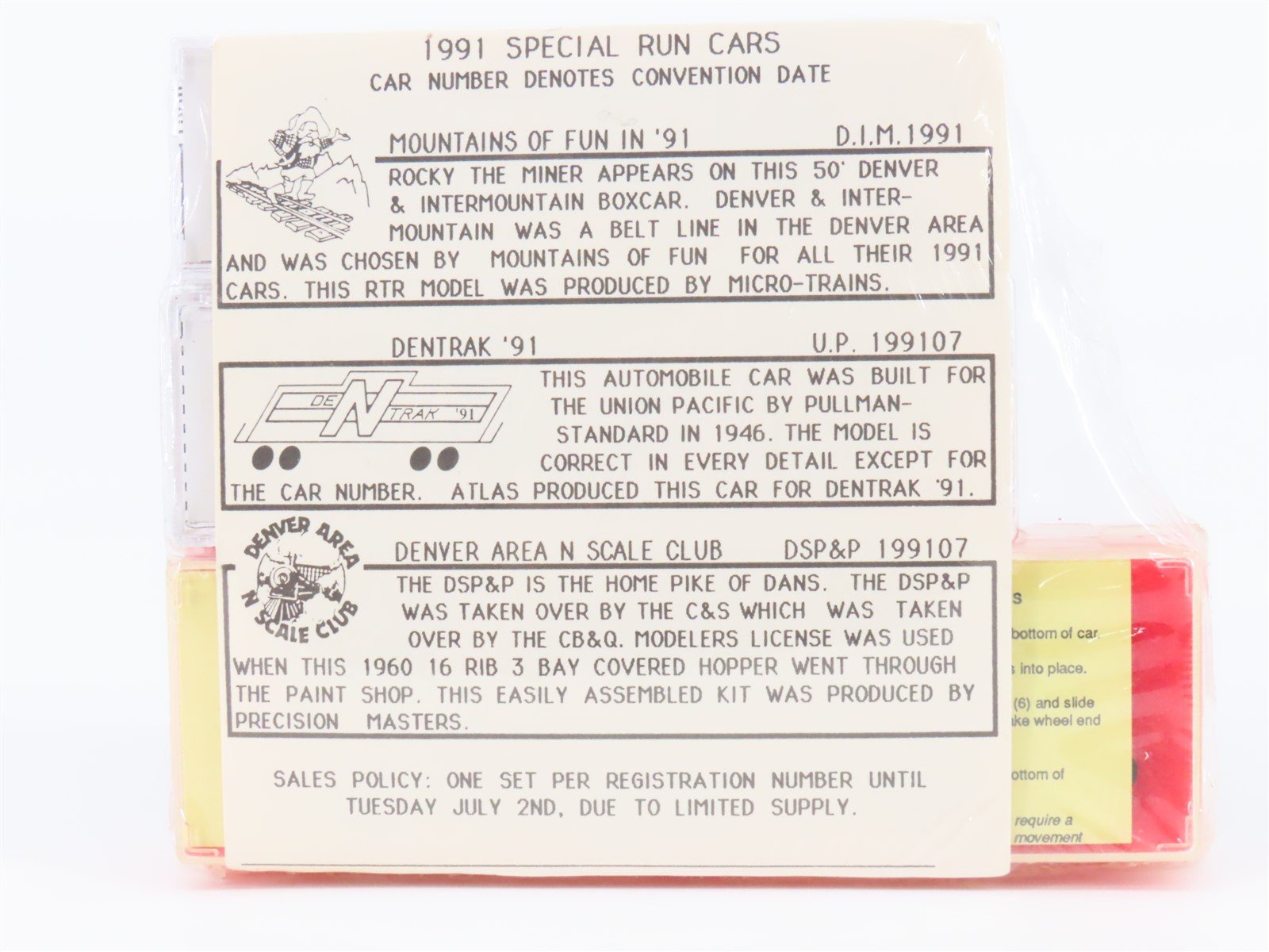 N Kadee/MTL, Atlas, & Precision Masters 1991 Special Run Cars 3-Pack - Sealed