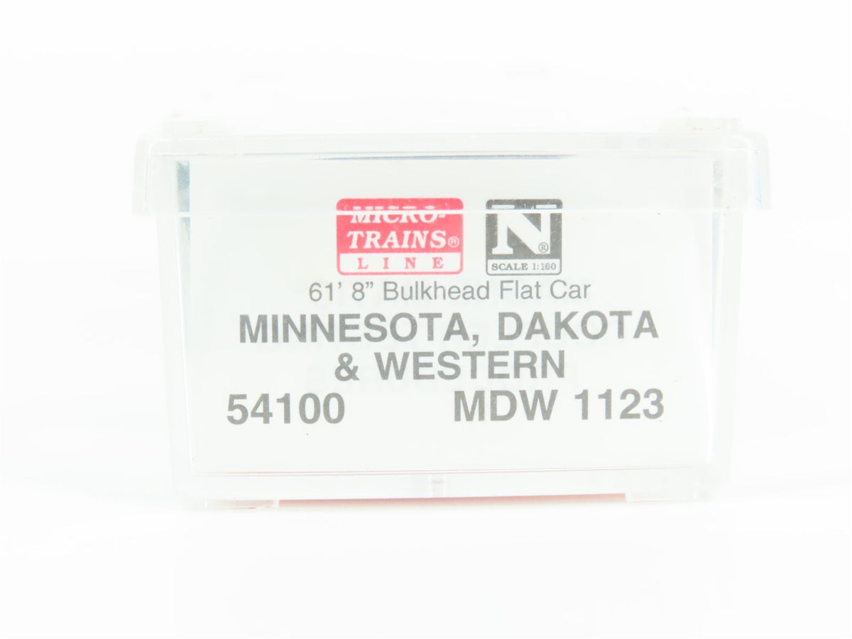 N Micro-Trains MTL 54100 MDW Minnesota Dakota &amp; Western 61&#39; Bulkhead Flat #1123
