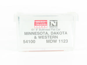 N Micro-Trains MTL 54100 MDW Minnesota Dakota & Western 61' Bulkhead Flat #1123