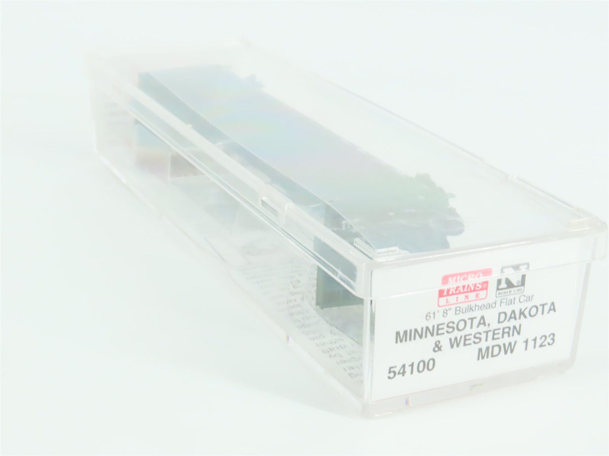 N Micro-Trains MTL 54100 MDW Minnesota Dakota &amp; Western 61&#39; Bulkhead Flat #1123