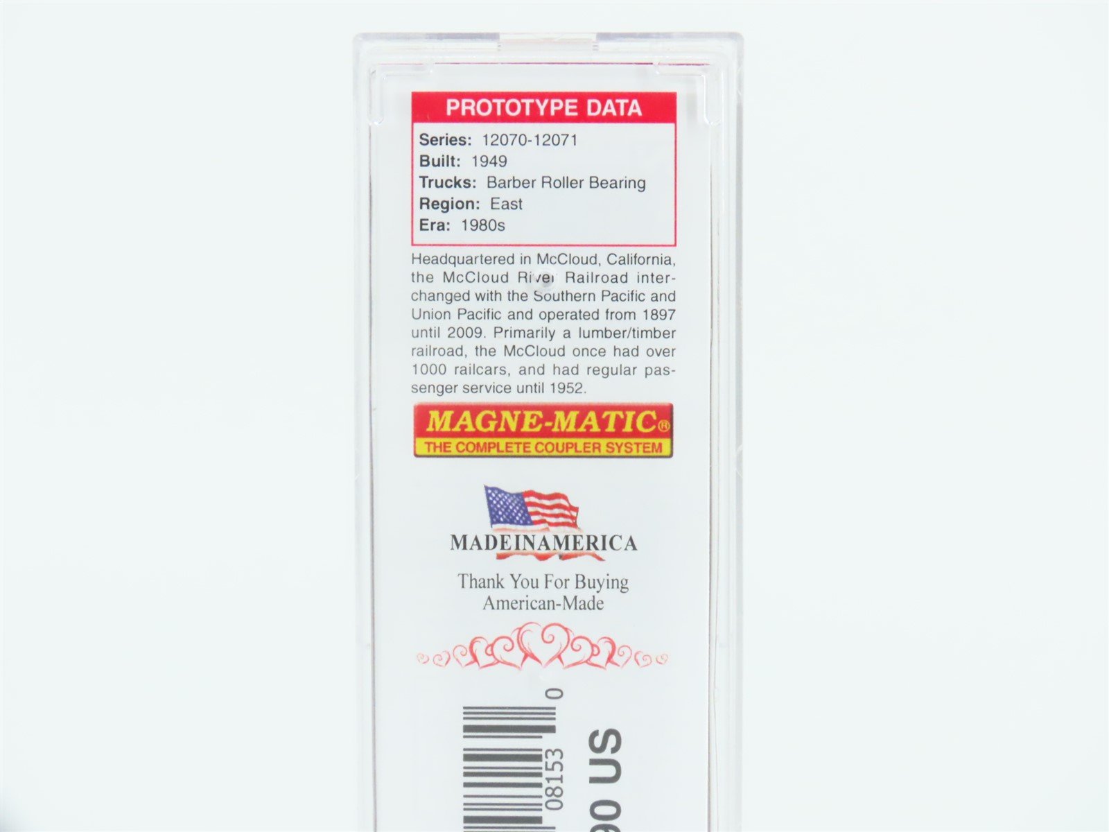 N Micro-Trains MTL 07500210 MR McCloud River 50' Double Plug Door Boxcar #12070