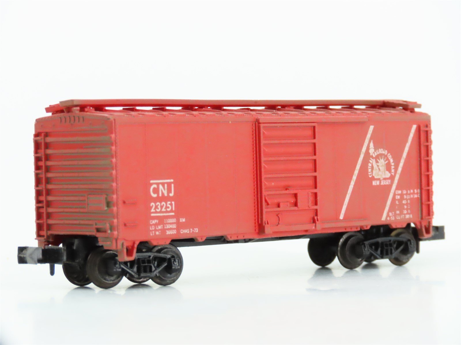 N Atlas 3410 CNJ Jersey Central Single Door Box Car #23251 Custom Weathered