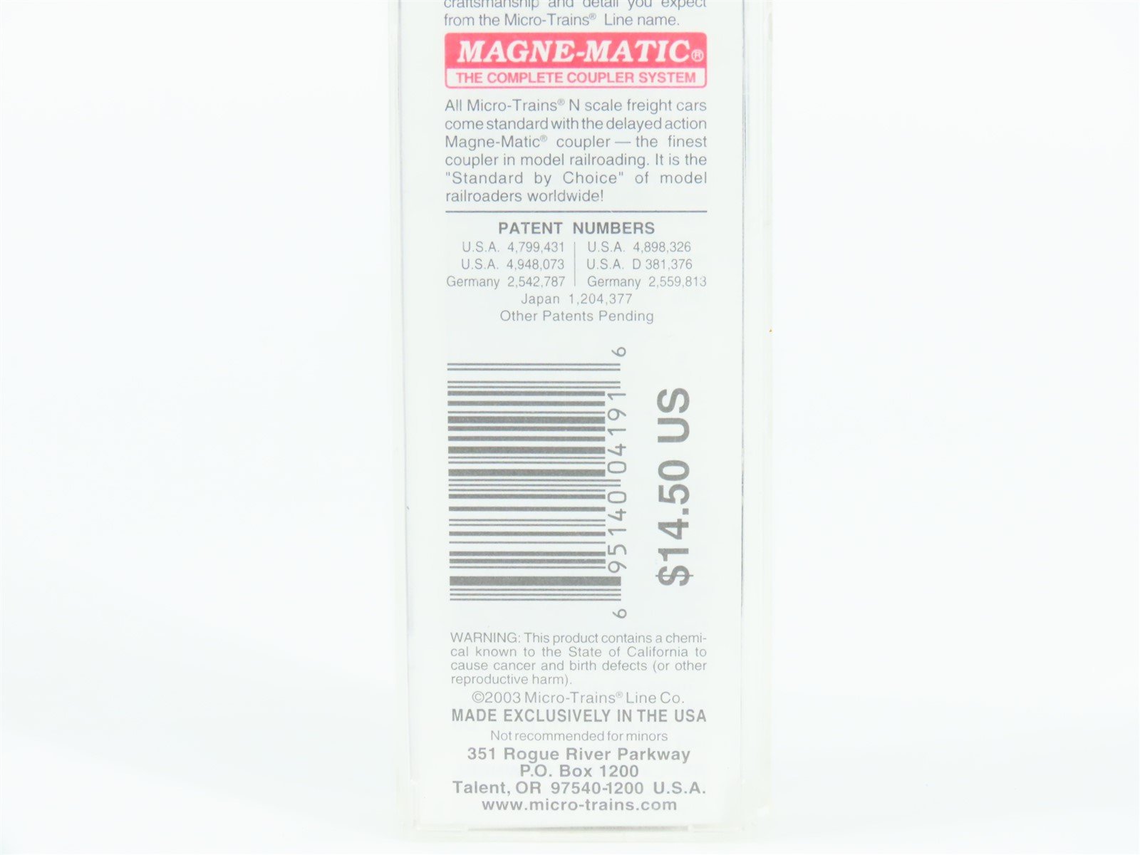 N Scale Micro-Trains MTL 20700 RI Route Of The Rockets 40' Boxcar #23220