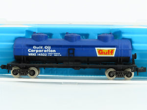 N Scale Atlas 2296 WRNX Gulf Oil 3-Dome Tank Car #14502