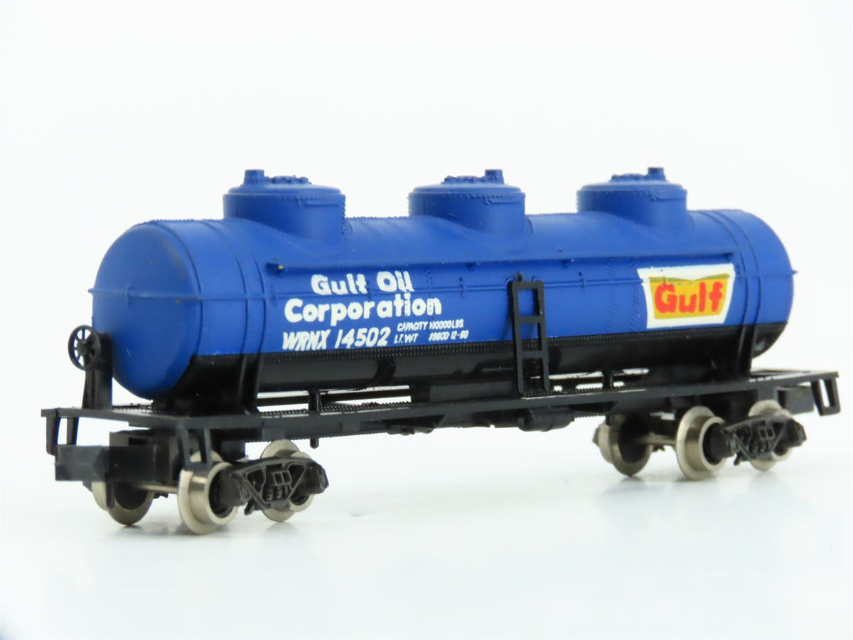 N Scale Atlas 2296 WRNX Gulf Oil 3-Dome Tank Car #14502
