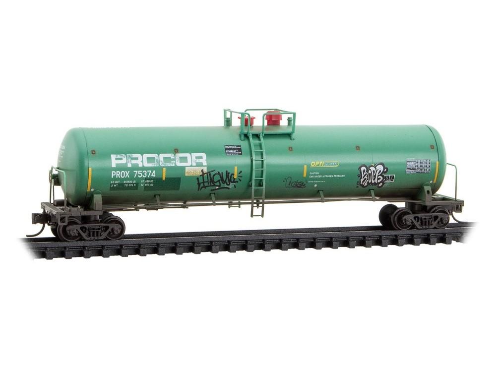 N Scale Micro-Trains MTL 11044650 PROX Procor 56&#39; Tank Car #75374 w/ Graffiti