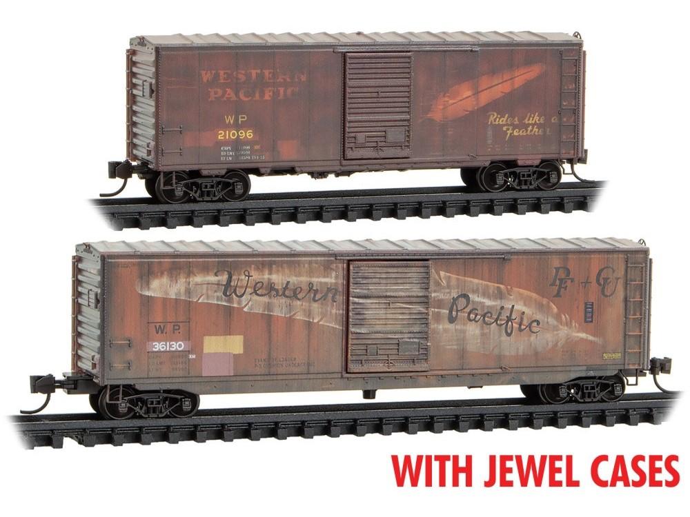 N Scale Micro-Trains MTL 98305087 WP &quot;Feather&quot; Box Cars 2-Pack - Weathered