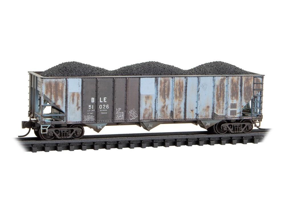 N Micro-Trains MTL 98305085 B&amp;LE/ex-RI 3-Bay Hoppers 2-Pack w/ Load - Weathered