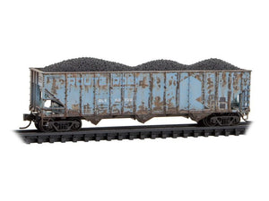 N Micro-Trains MTL 98305085 B&LE/ex-RI 3-Bay Hoppers 2-Pack w/ Load - Weathered