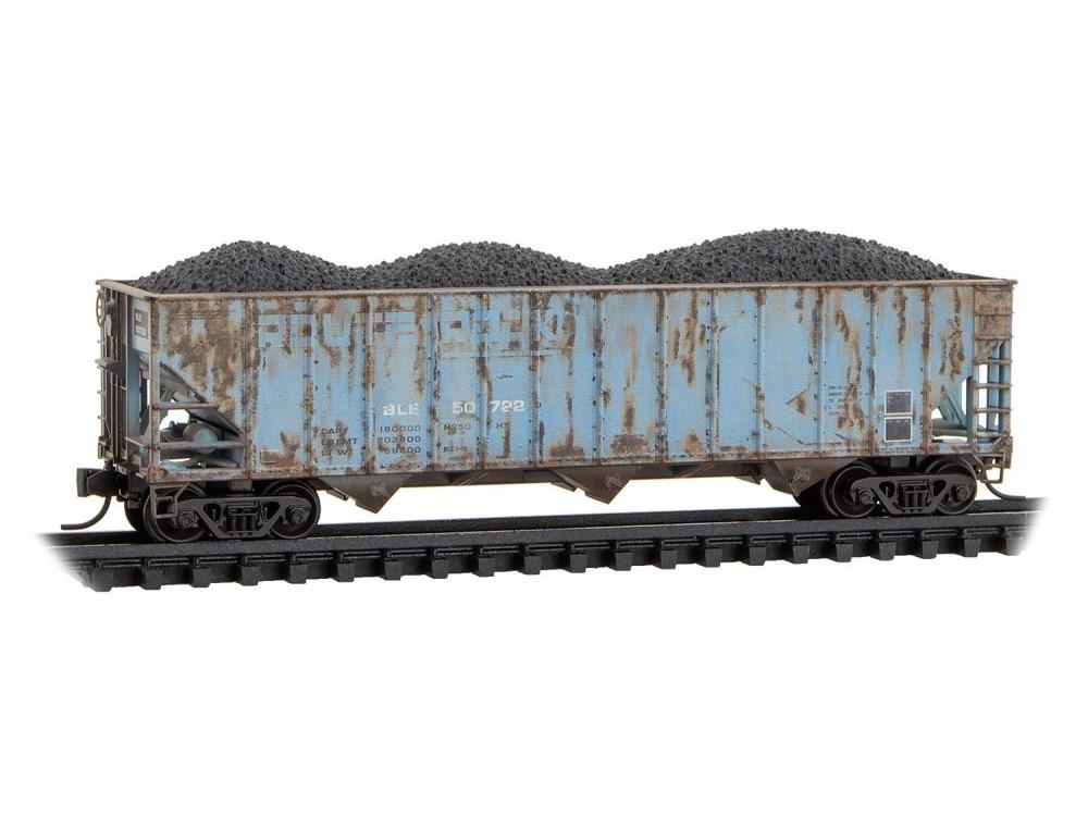 N Micro-Trains MTL 98305085 B&amp;LE/ex-RI 3-Bay Hoppers 2-Pack w/ Load - Weathered