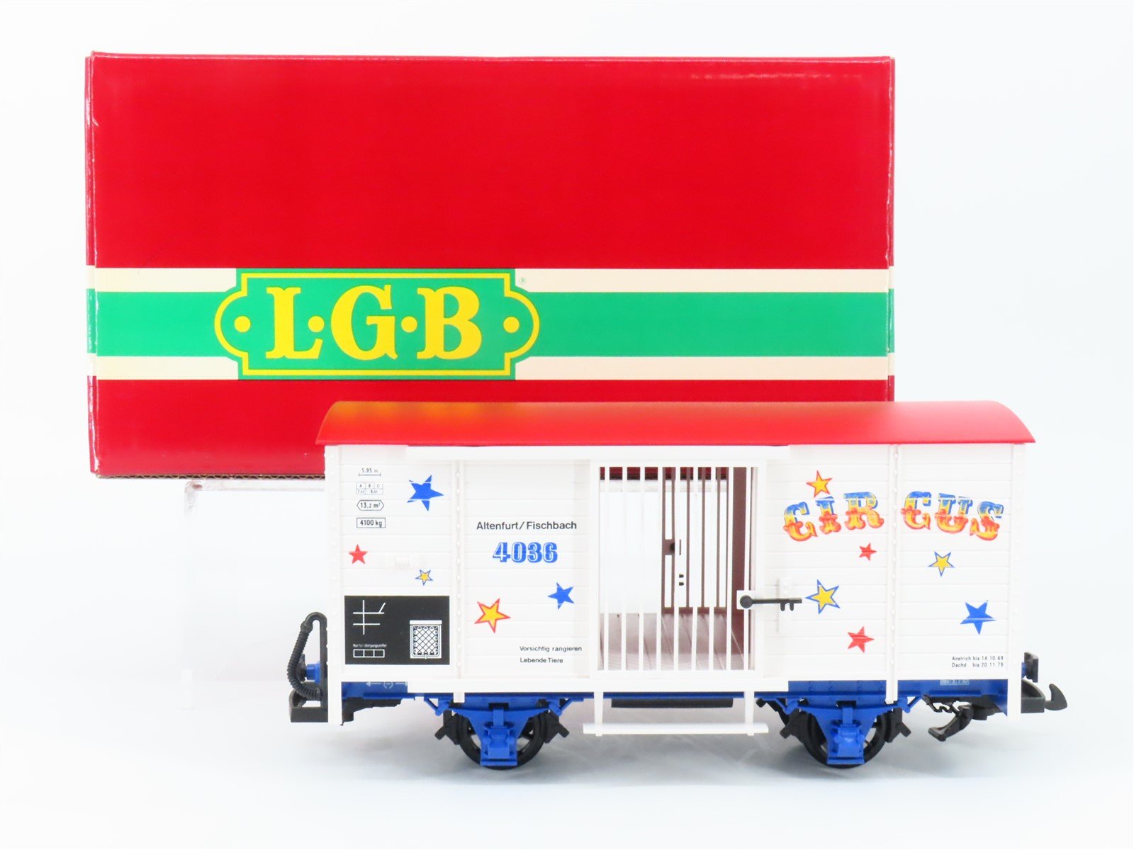 G Scale LGB 4036 Circus Lion Cage Box Car w/ Ramp