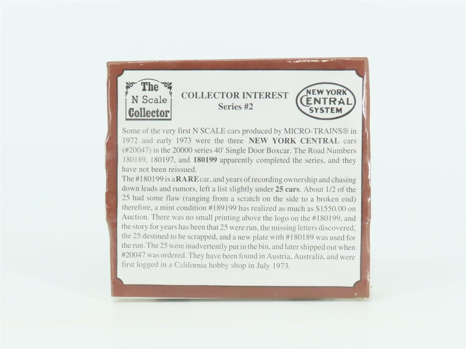 N Scale Micro-Trains MTL NSC Collector Series #2 NYC Box Car 3-Pack Sealed