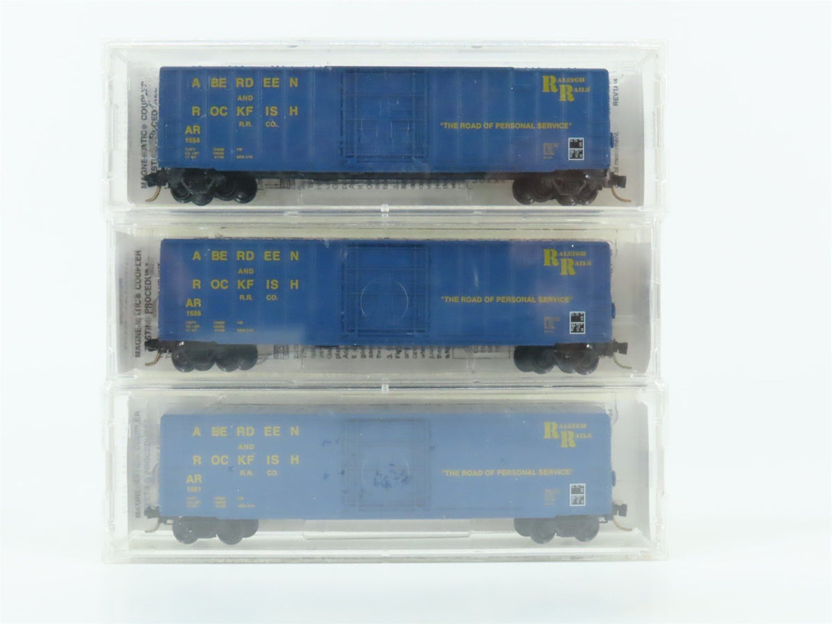 N Micro-Trains MTL Raleigh Rails AR Aberdeen &amp; Rockfish Box Car 3-Pack Sealed