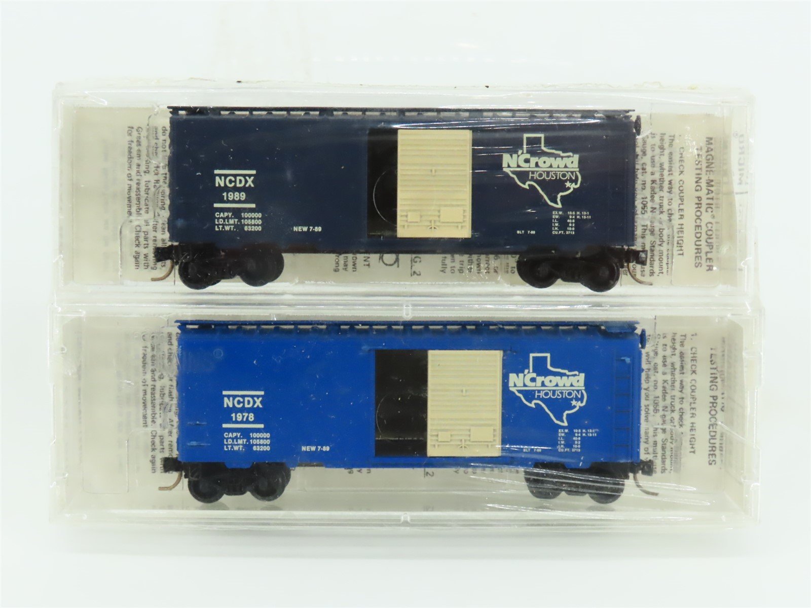 N Scale Kadee Micro-Trains MTL NCDX N'Crowd Houston Box Car 2-Pack Sealed