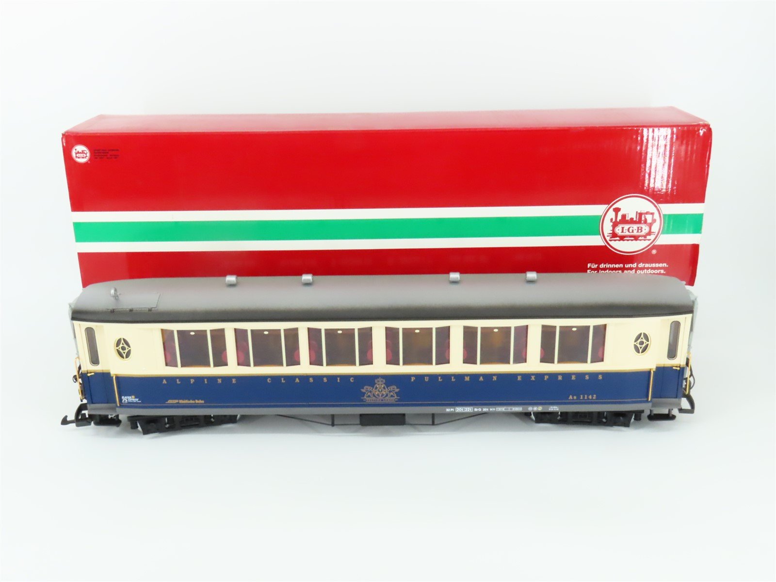 G Scale LGB 36653 RhB Alpine Classic Coach Passenger Car #1142 w/ Lights