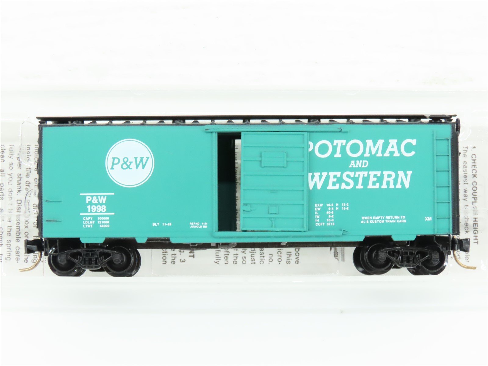 N Scale Micro-Trains MTL Special Run P&W Potomac & Western Box Car #1998